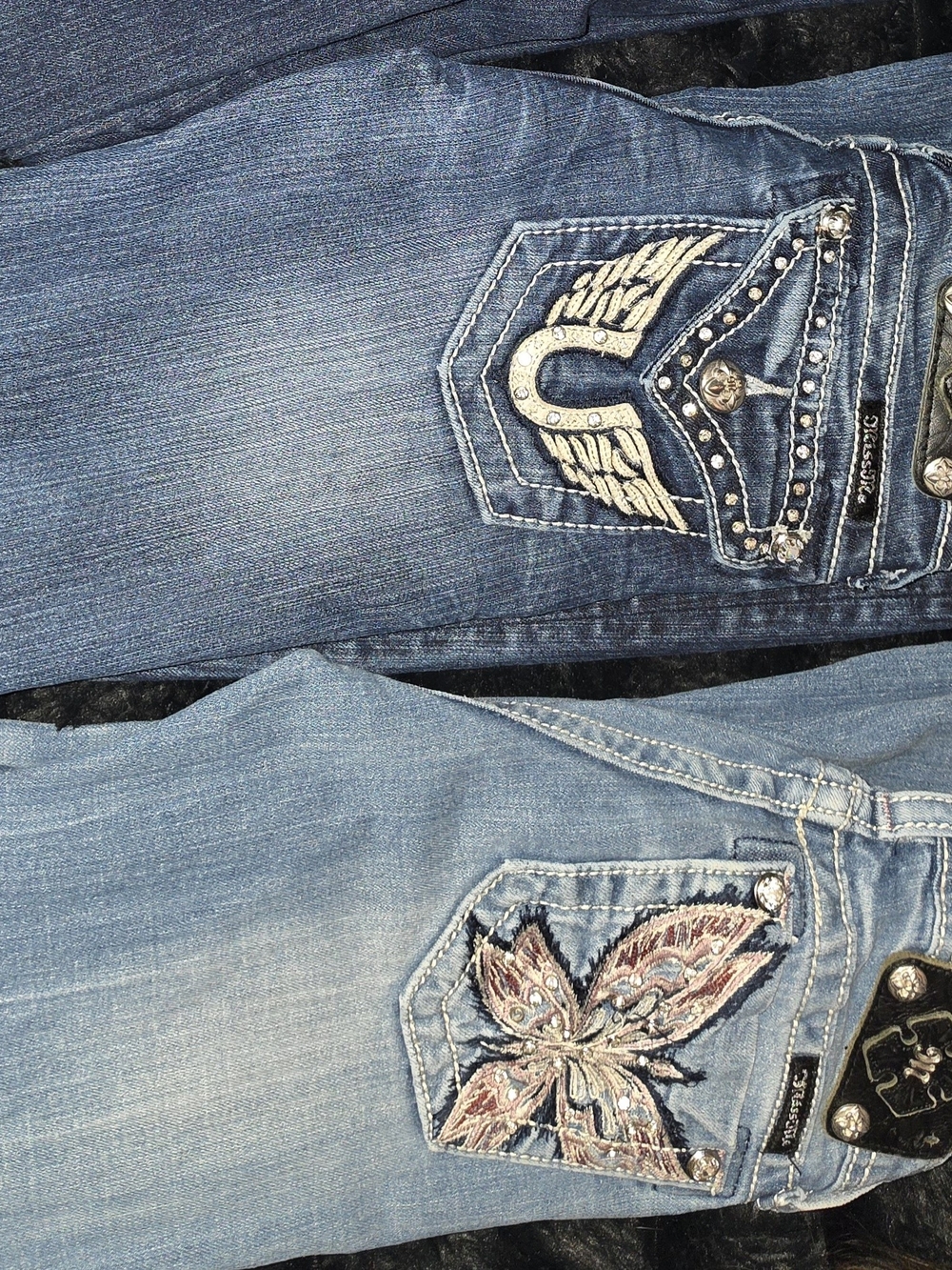Light Wash MISS ME girls Jeans with Embroidered Decorative Pockets